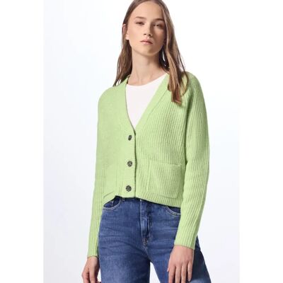 Street One Studio Grüner Melange V-Ausschnitt Cropped Cardigan - Cardigan Street One Studio Grüner Melange V-Ausschnitt Cropped Cardigan - Cardigan