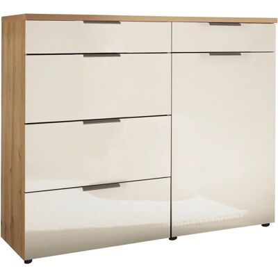 WIEMANN Como Sideboard - Bianco-Eiche-Dekor/Glas Champagner/Schiefer - Sideboard WIEMANN Como Sideboard - Bianco-Eiche-Dekor/Glas Champagner/Schiefer - Sideboard