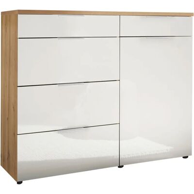 WIEMANN Como Sideboard - Bianco-Eiche-Dekor/Glas Weiß/Chrom WIEMANN Como Sideboard - Bianco-Eiche-Dekor/Glas Weiß/Chrom