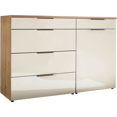 WIEMANN Como - Bianco-Eiche-Dekor/Glas Champagner/Schiefer Sideboard WIEMANN Como - Bianco-Eiche-Dekor/Glas Champagner/Schiefer Sideboard
