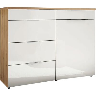 WIEMANN Como Sideboard - Weißglas & Holzdekor WIEMANN Como Sideboard - Weißglas & Holzdekor