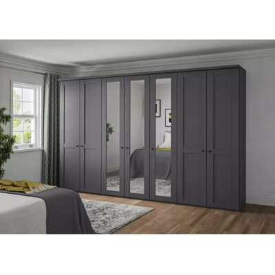 John Lewis - Marlow 350cm Mirrored Wardrobe Graphite - Wardrobe John Lewis - Marlow 350cm Mirrored Wardrobe Graphite - Wardrobe