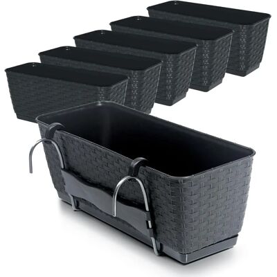 Spetebo Balkonpflanzkübel - 6 St, 40cm, Anthrazit Spetebo Balkonpflanzkübel - 6 St, 40cm, Anthrazit