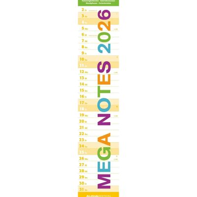 Mega Notes 2026 - Heti tervező faliterv - Német naptár Mega Notes 2026 - Heti tervező faliterv - Német naptár