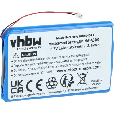 Sony LIS1356HNPA Battery - 850mAh, 3.7V, Li-ion - Internal - MP3 Player Sony LIS1356HNPA Battery - 850mAh, 3.7V, Li-ion - Internal - MP3 Player