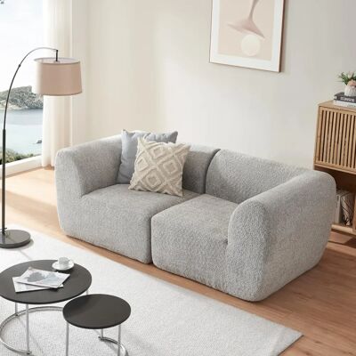 en.casa Sofá Modular de 2 Plazas Bouclé Gris - Sofá en.casa Sofá Modular de 2 Plazas Bouclé Gris - Sofá