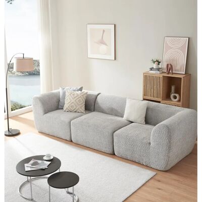 en.casa Sofá Modular 3 Plazas Bouclé Gris - Sofá en.casa Sofá Modular 3 Plazas Bouclé Gris - Sofá