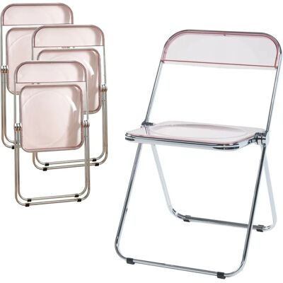 en.casa - 4 Chaises Pliantes Roses - Design Gain de Place - Indoor/Outdoor - Publicité en.casa - 4 Chaises Pliantes Roses - Design Gain de Place - Indoor/Outdoor - Publicité