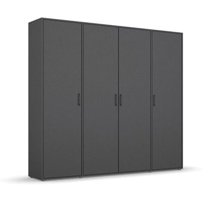RAUCH VOYAGER Kleiderschrank - 9 Fachböden, 4 Türen, Grau RAUCH VOYAGER Kleiderschrank - 9 Fachböden, 4 Türen, Grau