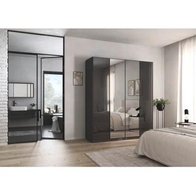 RAUCH ORANGE - AGORDO - Graumetallic - Glasfront - Kleiderschrank RAUCH ORANGE - AGORDO - Graumetallic - Glasfront - Kleiderschrank