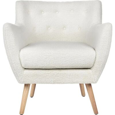 Sillón BELIANI Dammen - Estilo Retro, Tela Bouclé, Patas de Madera Sillón BELIANI Dammen - Estilo Retro, Tela Bouclé, Patas de Madera