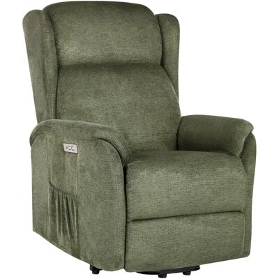 Beliani - Sillón reclinable eléctrico con función de elevación - Tela verde Elegy Beliani - Sillón reclinable eléctrico con función de elevación - Tela verde Elegy