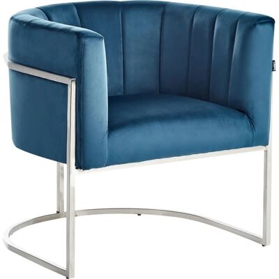 Beliani Larvik Fauteuil Velours Bleu Style Glam - Publicité Beliani Larvik Fauteuil Velours Bleu Style Glam - Publicité