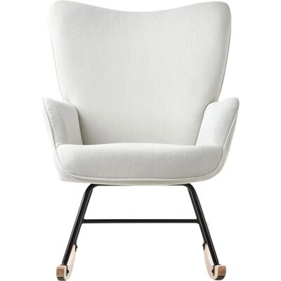 Beliani Arset Fauteuil à bascule blanc confortable avec grand dossier - Publicité Beliani Arset Fauteuil à bascule blanc confortable avec grand dossier - Publicité