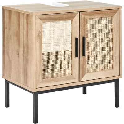 Beliani - Armoire de bain boho en bois clair - Face en rotin - 60 x 60 cm - Publicité Beliani - Armoire de bain boho en bois clair - Face en rotin - 60 x 60 cm - Publicité