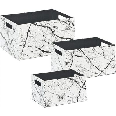 Beliani Larsa Panier de Rangement Fait Main Effet Marbre Blanc - Ensemble de 3 - Publicité Beliani Larsa Panier de Rangement Fait Main Effet Marbre Blanc - Ensemble de 3 - Publicité