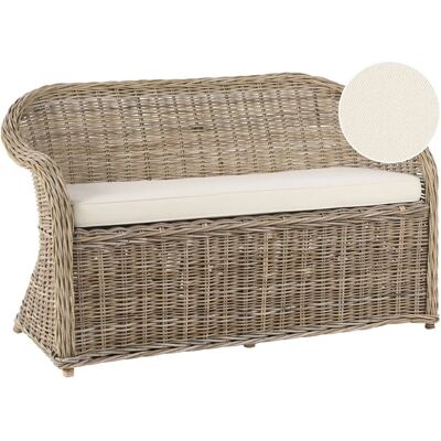 Beliani Susua 2-Sitzer Garten Rattan Sofa - Weiß Creme - Sofa Beliani Susua 2-Sitzer Garten Rattan Sofa - Weiß Creme - Sofa