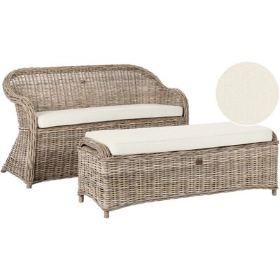 Beliani Susua Garten-Sofa - Boho Natürlicher Rattan 150x69x87 - Garteneinrichtung Beliani Susua Garten-Sofa - Boho Natürlicher Rattan 150x69x87 - Garteneinrichtung