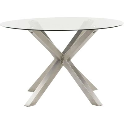 Table de jardin moderne en acier inoxydable - 120cm de verre - Publicité Table de jardin moderne en acier inoxydable - 120cm de verre - Publicité