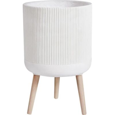 Beliani - Moderner Beigener Keramikpflanztopf - 35x35x57cm Beliani - Moderner Beigener Keramikpflanztopf - 35x35x57cm