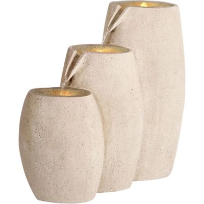Beliani Arkle Fontaine de Jardin - Cascades d'Eau Beige LED - Publicité Beliani Arkle Fontaine de Jardin - Cascades d'Eau Beige LED - Publicité