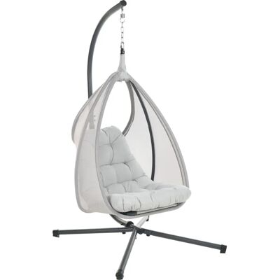 Beliani - Hamac extérieur en forme d'œuf avec coussin - Gris - 98x136x195 - Publicité Beliani - Hamac extérieur en forme d'œuf avec coussin - Gris - 98x136x195 - Publicité