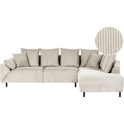 Canapé d'angle en velours beige BELIANI Lunner - Publicité Canapé d'angle en velours beige BELIANI Lunner - Publicité