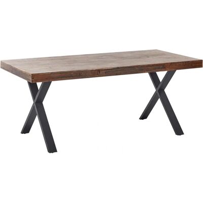 Table à manger Beliani Clifton Bois Foncé - Style Industriel 180x90cm - Publicité Table à manger Beliani Clifton Bois Foncé - Style Industriel 180x90cm - Publicité