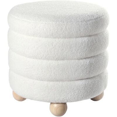 Beliani Pouf en bouclé peluche tapisserie bois de pin pieds repose-pieds accessoires maison blanc crème - Pouf - Publicité Beliani Pouf en bouclé peluche tapisserie bois de pin pieds repose-pieds accessoires maison blanc crème - Pouf - Publicité