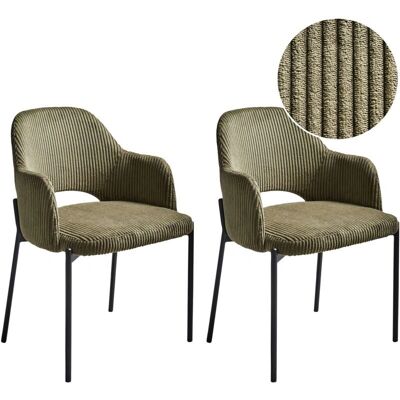 Chaises de salle à manger en velours vert olive Beliani - Style rétro - Publicité Chaises de salle à manger en velours vert olive Beliani - Style rétro - Publicité