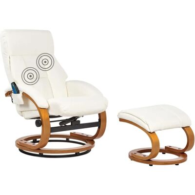 Fauteuil de massage pivotant blanc Beliani - Chauffage, 3 points - Publicité Fauteuil de massage pivotant blanc Beliani - Chauffage, 3 points - Publicité