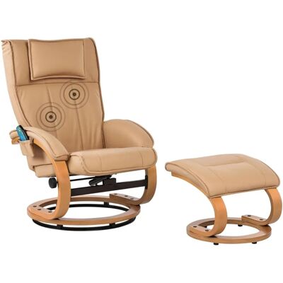 Beliani - Fauteuil de massage en cuir synthétique marron clair - Repose-pieds relaxant - Publicité Beliani - Fauteuil de massage en cuir synthétique marron clair - Repose-pieds relaxant - Publicité