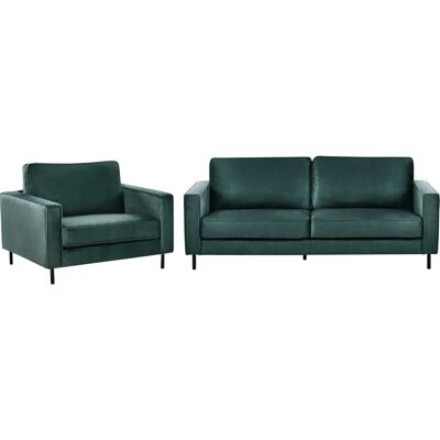 Conjunto de Sofá y Sillón de Terciopelo - Verde Modern - Beliani Conjunto de Sofá y Sillón de Terciopelo - Verde Modern - Beliani