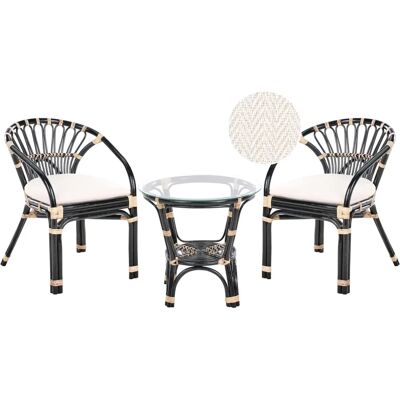 Beliani - Handgefertigtes Rattanset - Schwarz - 2 Stühle & Tisch Beliani - Handgefertigtes Rattanset - Schwarz - 2 Stühle & Tisch