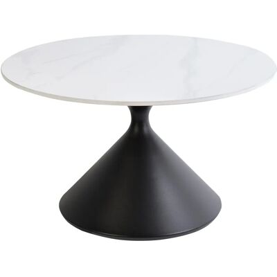 Table basse moderne Beliani - Pierre sintrée, base en métal noir - Publicité Table basse moderne Beliani - Pierre sintrée, base en métal noir - Publicité