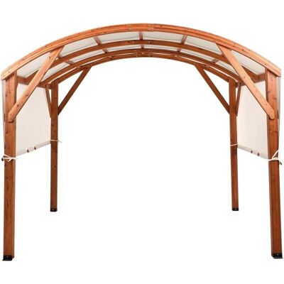 Beliani - Pergola moderne de jardin avec toit en tissu réglable - Bois clair - Rectangulaire - Publicité Beliani - Pergola moderne de jardin avec toit en tissu réglable - Bois clair - Rectangulaire - Publicité