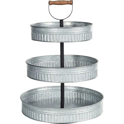 Support à gâteau en céramique Beliani 3 niveaux Argent - Plateau de service - Publicité Support à gâteau en céramique Beliani 3 niveaux Argent - Plateau de service - Publicité