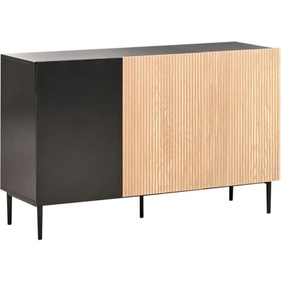 Beliani Blythe Moderni Musta MDF Credenza - 3 Ovet, 120x40x76 Beliani Blythe Moderni Musta MDF Credenza - 3 Ovet, 120x40x76