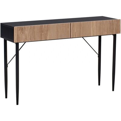 Console moderne noire Beliani Blythe - 2 tiroirs, MDF, 120x35x75cm - Publicité Console moderne noire Beliani Blythe - 2 tiroirs, MDF, 120x35x75cm - Publicité