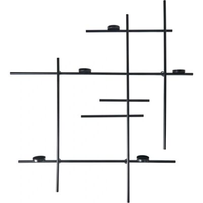 Support de Bougies Murales Geométrique en Fer Noir Beliani Porto - 74x7x74cm - Publicité Support de Bougies Murales Geométrique en Fer Noir Beliani Porto - 74x7x74cm - Publicité