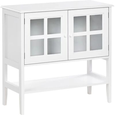 Vitrina Mediterránea Beliani MDF Blanco 80x36x76 - Aparador Vitrina Mediterránea Beliani MDF Blanco 80x36x76 - Aparador