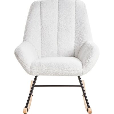 Chaise Longue Kinno Bouclé Blanc Crème - Salon - Publicité Chaise Longue Kinno Bouclé Blanc Crème - Salon - Publicité