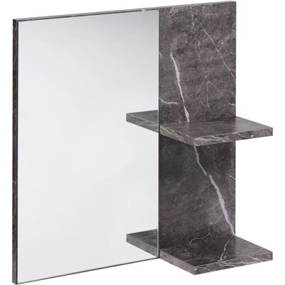Estantería de Pared Beliani con Espejo - Almacenamiento Minimalista en Negro Estantería de Pared Beliani con Espejo - Almacenamiento Minimalista en Negro