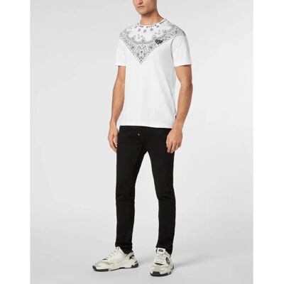 Philipp Plein Weiß Paisley Bandana Rundhals T-Shirt - T-Shirt Philipp Plein Weiß Paisley Bandana Rundhals T-Shirt - T-Shirt