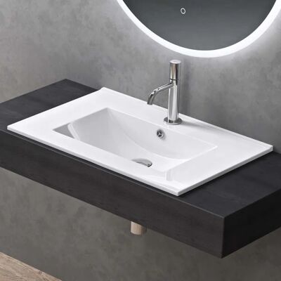 Brüssel911 Doporro - 70cm - Blanco Brillante - Desbordamiento - Lavabo de Baño Brüssel911 Doporro - 70cm - Blanco Brillante - Desbordamiento - Lavabo de Baño