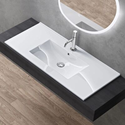 Doporro - Brüssel911 - Blanco Brillante - 100 cm - Lavabo de Baño Doporro - Brüssel911 - Blanco Brillante - 100 cm - Lavabo de Baño