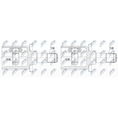 NTY - NPW-TY-120 - Vorderachse - 202mm - Gelenksatz für Antriebswelle NTY - NPW-TY-120 - Vorderachse - 202mm - Gelenksatz für Antriebswelle