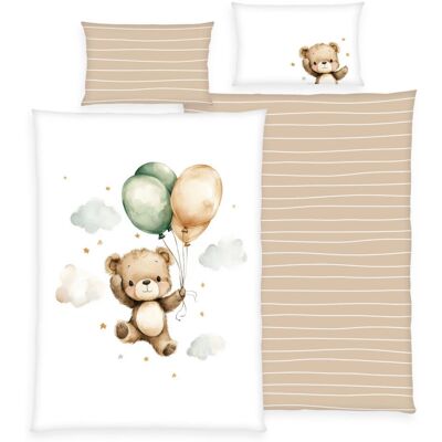 HERDING Ballon Teddy - Set di Lenzuola multicolore con copripiumino reversibile HERDING Ballon Teddy - Set di Lenzuola multicolore con copripiumino reversibile