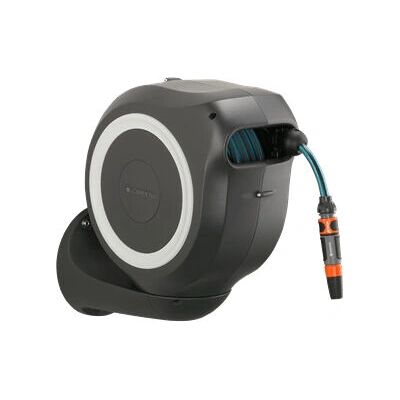 Enrolador de mangueira de parede Gardena - 20m, Preto e Branco Enrolador de mangueira de parede Gardena - 20m, Preto e Branco