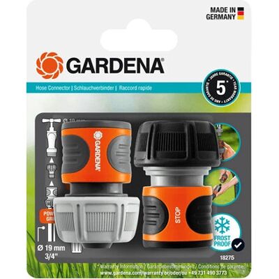 Conector pentru furtun Gardena 18275-20 - Set de 2 - Negru/orange Conector pentru furtun Gardena 18275-20 - Set de 2 - Negru/orange